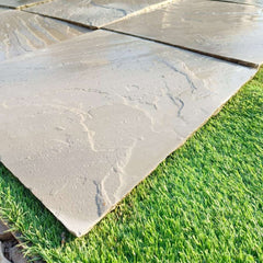Kandla Grey Riven Sandstone 600x600 Paving Slabs