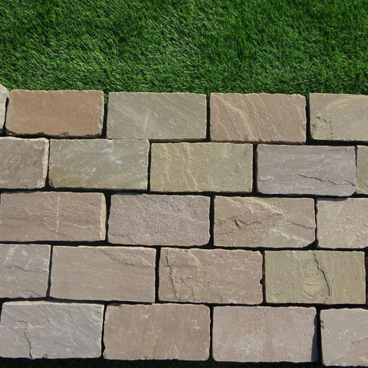 Raj Green Riven Sandstone 100X200 Block Setts