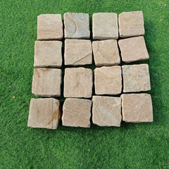 Rippon Buff Tumbled Sandstone 100X100 Square Setts