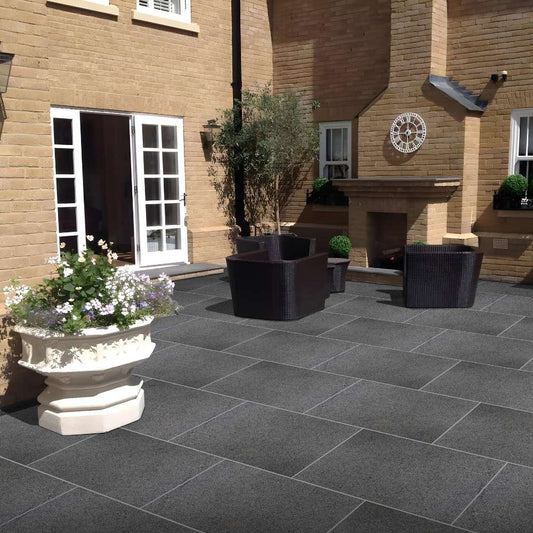 Ash Black Granite 600x900 Paving Slabs