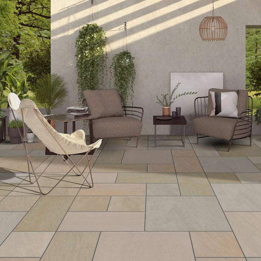 Raj Green Mixed Patio Outdoor Porcelain Paving