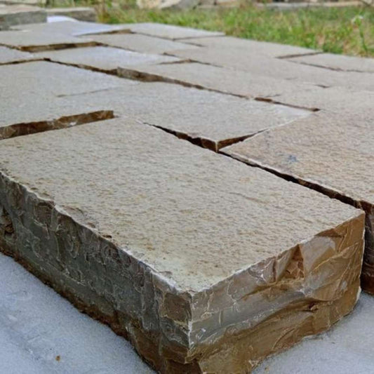 Tandur Yellow Riven Limestone 100X200 Block Setts