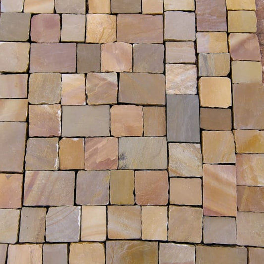 Rippon Buff Tumbled Sandstone Paving Setts