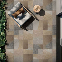 Indian York Riven Sandstone Mixed Patio Paving Slabs 18mm