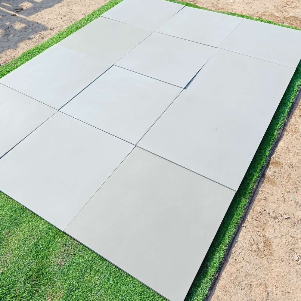 Kandla Grey Smooth Sandstone 600x600 Sawn Edged Paving Slabs