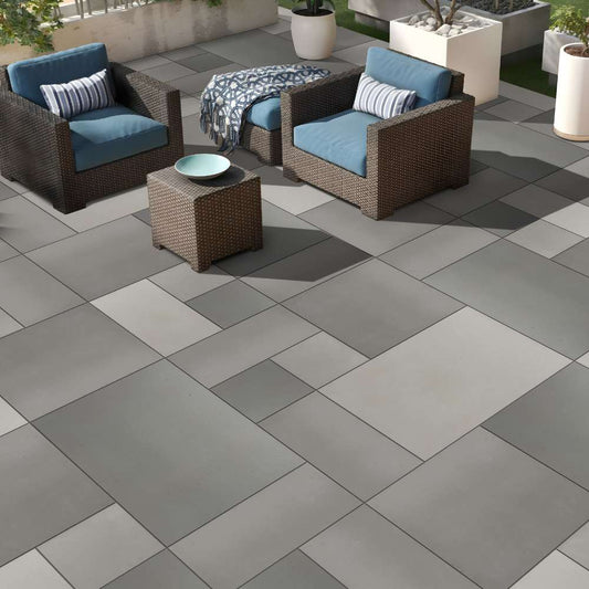 Kandla Grey Smooth Sandstone Mixed Patio Sawn Edged Paving Slabs