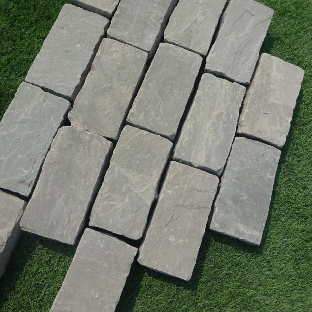 Kandla Grey Riven Sandstone 100X200 Block Setts