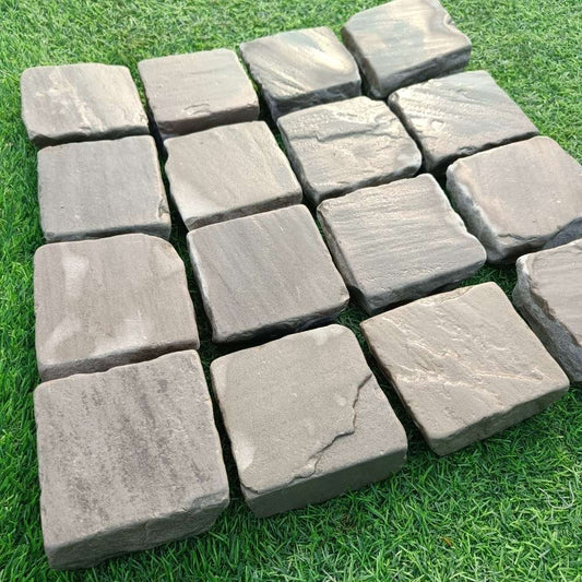 Kandla Grey Tumbled Sandstone 100X100 Square Setts