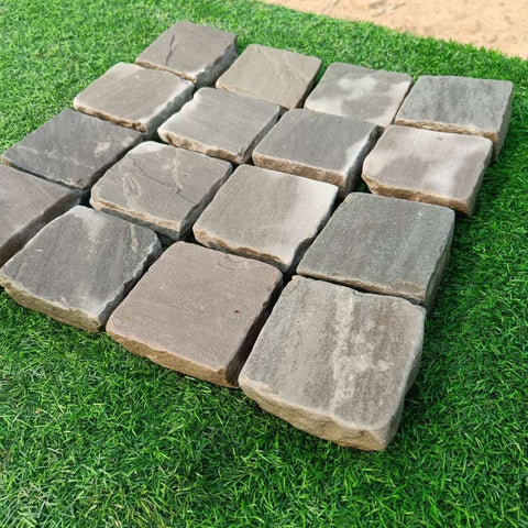 Kandla Grey Tumbled Sandstone 100X100 Square Setts