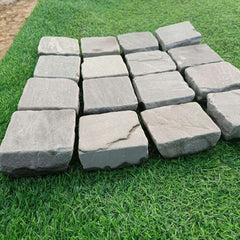 Kandla Grey Tumbled Sandstone 100X100 Square Setts