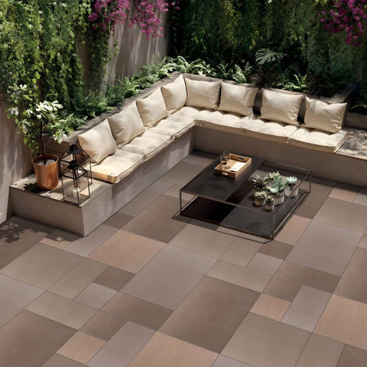 Raj Green Smooth Sandstone Mixed Patio Sawn Edged Paving Slabs