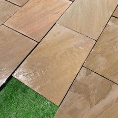 Raj Green Riven Sandstone 600x900 Paving Slabs