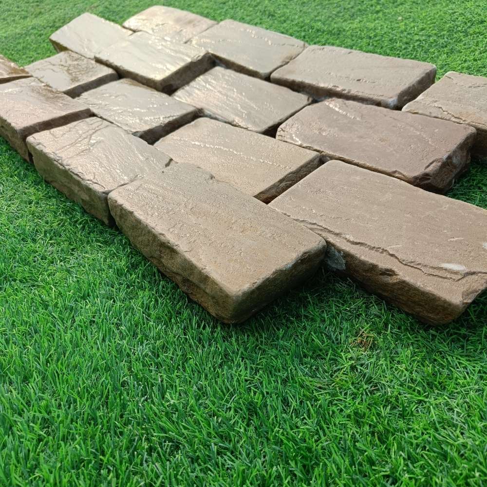 Raj Green Tumbled Sandstone 100X200 Block Setts