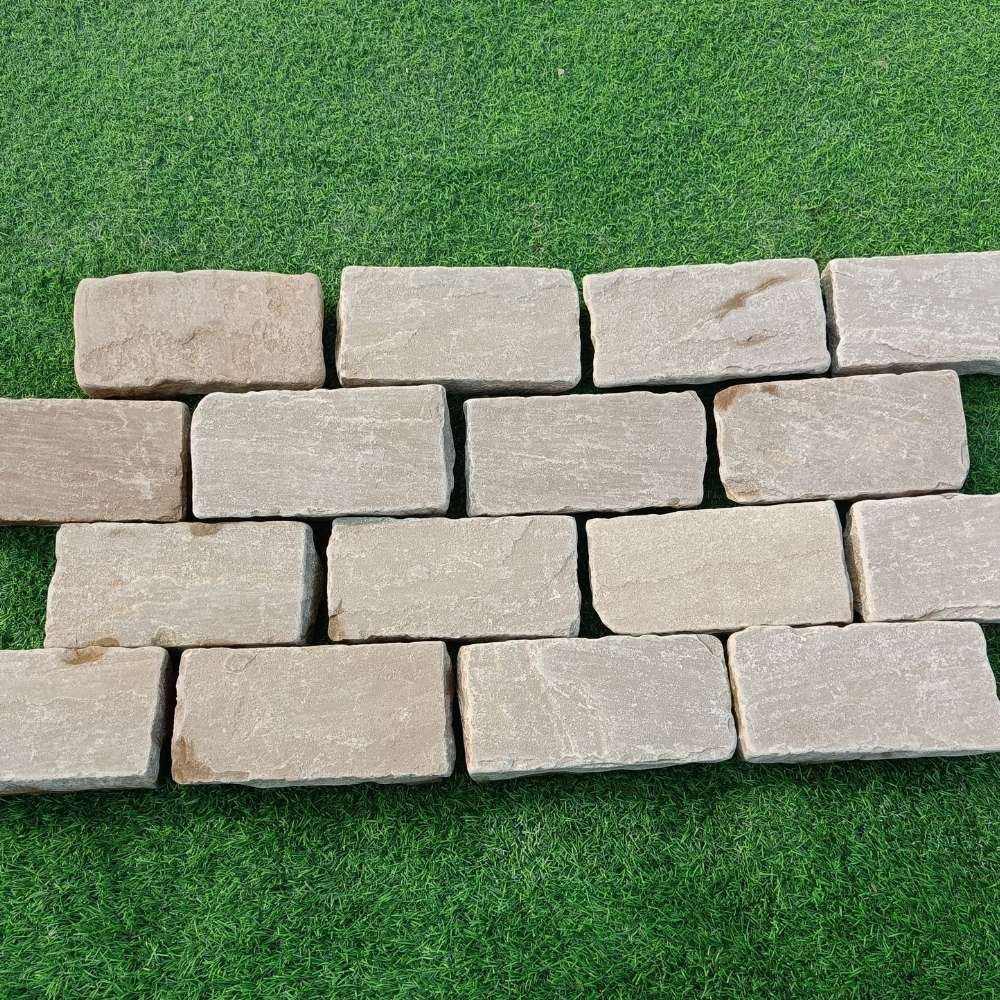 Raj Green Tumbled Sandstone 100X200 Block Setts