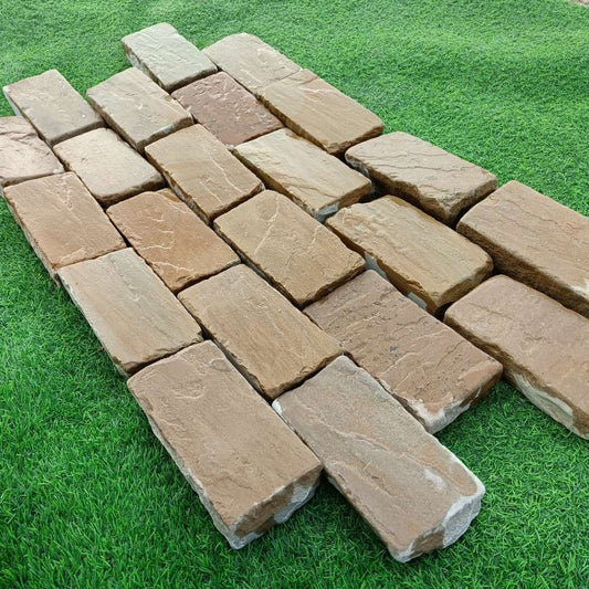 Rippon Buff Tumbled Sandstone 100X200 Block Setts