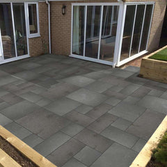 Dove Grey Riven Limestone Mixed Patio Sawn Edged Paving Slabs