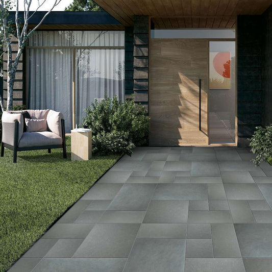 Kota Blue Riven Limestone Mixed Patio Sawn Edged Paving Slabs