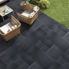 Kota Black Riven Limestone Mixed Patio Sawn Edged Paving Slabs