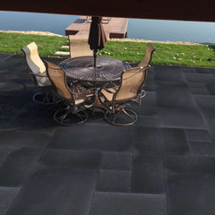 Kota Black Riven Limestone Mixed Patio Sawn Edged Paving Slabs