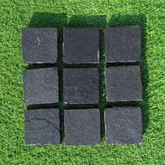 Kota Black Riven Limestone 100X100 Square Setts