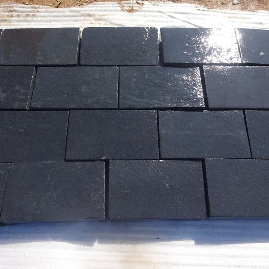 Kota Black Riven Limestone 100X200 Block Setts