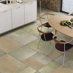 Tandur Yellow Tumbled Limestone Mixed Patio Paving Slabs