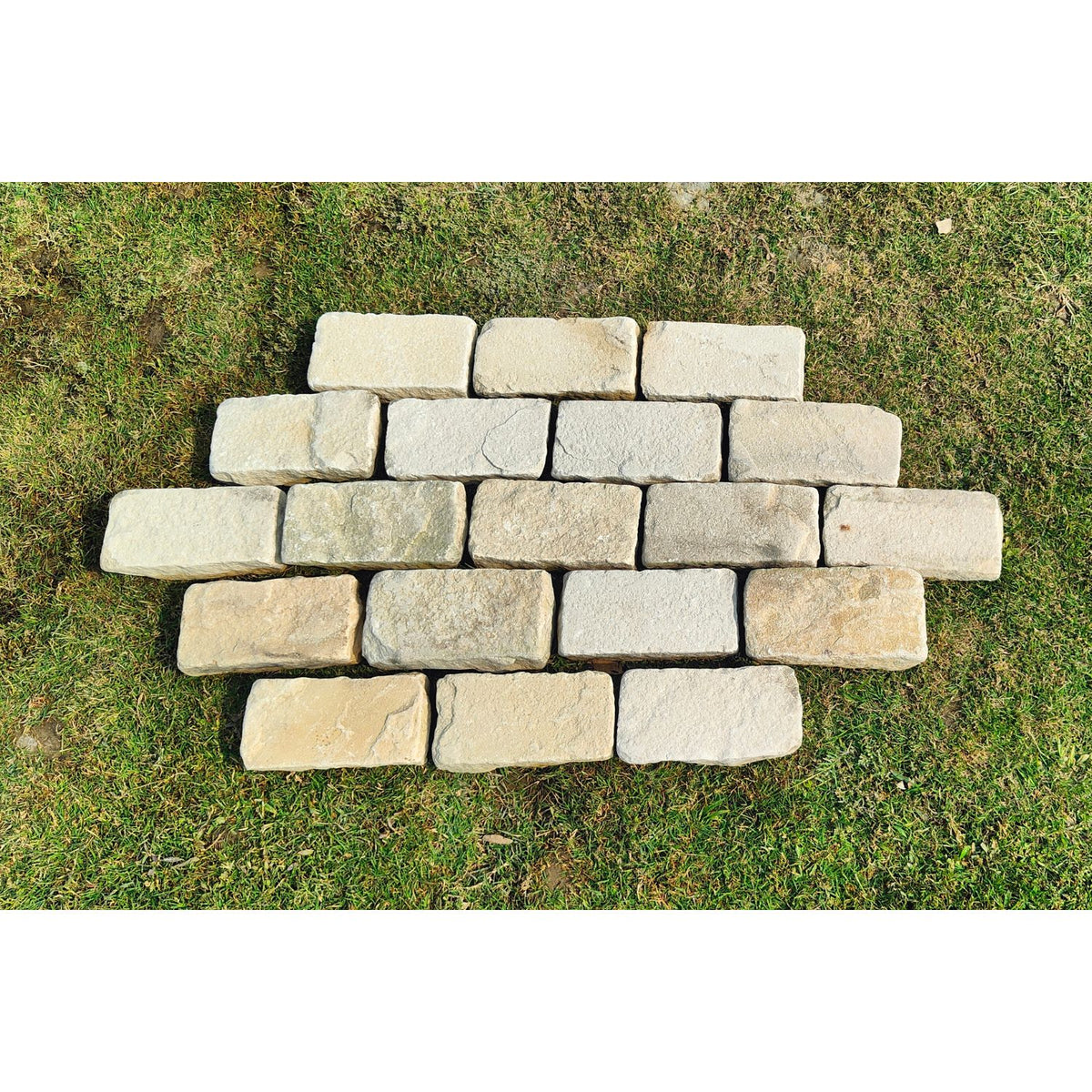 Fossil Mint Tumbled Sandstone 100X200 Block Setts