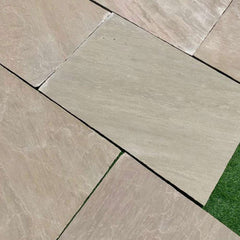 Raj Green Riven Sandstone 600x900 Sawn Edged Paving Slabs