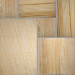 Teak Wood Smooth Sandstone Mixed Patio Paving Slabs