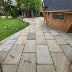 Raj Green Riven Sandstone 600x900 Sawn Edged Paving Slabs