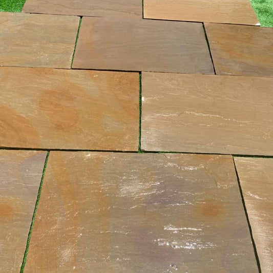 Rippon Buff Riven Sandstone 600x900 Paving Slabs 18mm