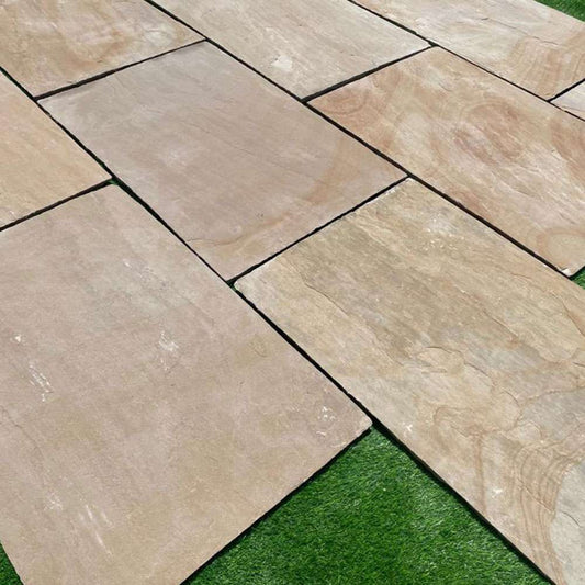 Rippon Buff Riven Sandstone 600x900 Paving Slabs